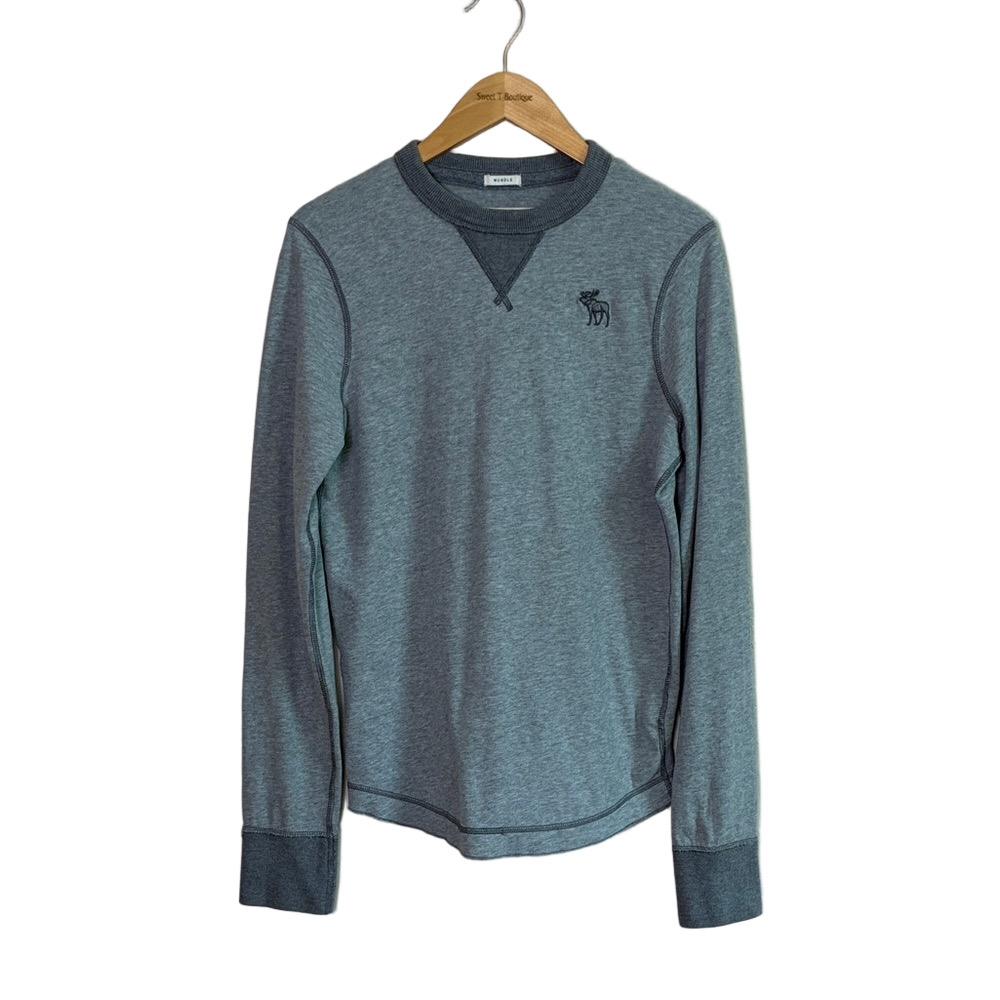 ABERCROMBIE & FITCH Men Medium Muscle Crew Cotton Slim Pullover Sweatshirt Y2K
